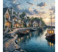 Jigsaw Puzzles 35 Pieces, Jigsaws Coastal House Boat 35 Piece Jigsaw Puzzles for Adults, Challenge High Difficulty Family Puzzle Game 30x30cm/12x12inch