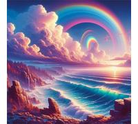 Jigsaw Puzzles 35 Pieces, Jigsaws Rainbow Sea 35 Piece Jigsaw Puzzles for Adults, Challenge High Difficulty Family Puzzle Game 30x30cm/12x12inch