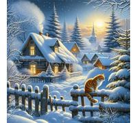 Jigsaw Puzzles 500 Pieces, Jigsaws Snowy Night Village 500 Piece Jigsaw Puzzles for Adults, Challenge High Difficulty Family Puzzle Game 45x45cm/18x18inch