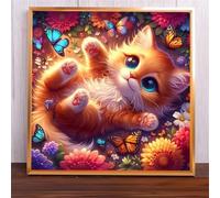 Jigsaw Puzzles 70 Pieces, Jigsaws Flower Lazy Cat 70 Piece Jigsaw Puzzles for Adults, Challenge High Difficulty Family Puzzle Game 45x45cm/18x18inch