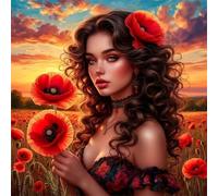 Jigsaw Puzzles 90 Pieces, Jigsaws Poppy Woman 90 Piece Jigsaw Puzzles for Adults, Challenge High Difficulty Family Puzzle Game 30x30cm/12x12inch