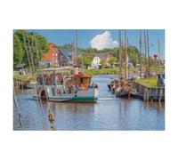Jigsaw Puzzles，Bateaux nostalgiques dans Le Vieux Port de Carolinensiel，Adultes Bois Puzzle Image, Les Étudiants du Collège Soulagent Le Stress Jigsaws Jouets Jeu 1000 Pièces（75x50cm）-AB77