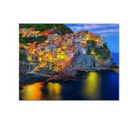 Jigsaw Puzzles，Cinque Terre Le Soir，Adultes Bois Puzzle Image, Les Étudiants du Collège Soulagent Le Stress Jigsaws Jouets Jeu 1000 Pièces（75x50cm）-E48