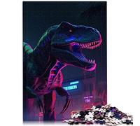Jigsaw Puzzles Educational Games Neon T Rex Wooden Jigsaw Great Gifts for Christmas 50x75cm