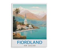 Jigsaw Puzzles，Fiordland New Zealand Poster de Voyage Vintage，1000 Piece Adult Puzzles, Childrens Teenagers Boy Girl Toy（50x70cm）-C4
