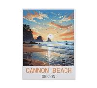 Jigsaw Puzzles for Adults 1500 Piece，Cannon Beach Oregon Vintage Travel Poster，Difficult Puzzle Perfect Educational Gift for Boys and Girls（57x87cm）-CP91