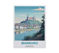 Jigsaw Puzzles for Adults 1500 Piece，Marburg Germany Vintage Travel Poster，Difficult Puzzle Perfect Educational Gift for Boys and Girls（57x87cm）-CA91