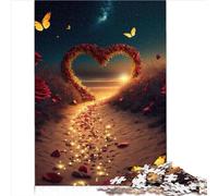 Jigsaw Puzzles Heart on The Beach Jigsaw Puzzles for Adults 1000 Piece Wood Puzzle for Adults & Kids Age 14 Years Up for Family Fun & Game Night 1000pcs（50x75cm）