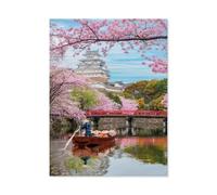 Jigsaw Puzzles，Le château de Himeji au Printemps，Adultes Papier Puzzle Image, Les Étudiants du Collège Soulagent Le Stress Jigsaws Jouets Jeu 1000 Pièces（50x70cm）-C88