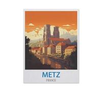 Jigsaw Puzzles，Metz, France - Affiches de Voyage Vintage，1000 Piece Adult Puzzles, Childrens Teenagers Boy Girl Toy（38x26cm）-DD79