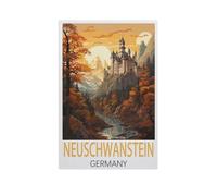 Jigsaw Puzzles,Neuschwanstein Allemagne,Adultes Papier Puzzle Image, Filles Chambre Maison Décoration Murale Murale 1000 Pièces(38x26cm)-FS38