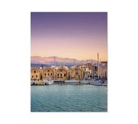Jigsaw Puzzles，Panorama du Beau Vieux Port de Chania, Crète, Grèce，Adultes Bois Puzzle Image, Filles Chambre Maison Décoration Murale Murale 1000 Pièces（75x50cm）-J46