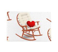 Jigsaw Puzzles1000 pièces Oreiller en forme de cœur Hytter sur chaise à bascule Motif éducatif intellectuel en bois Puzzles amusants Jeu anti-stress