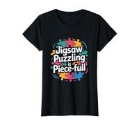 Jigsaw Puzzling est Un Casse-tête Complet pour Les Amoureux du Calme T-Shirt Graphique avec Valeur, Femme, Noir, XL