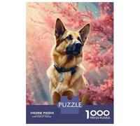 Jigsaws Lot de 1000 puzzles pour adolescents Berger Allemand Cerisier Adulte Jeux Relaxants Découpe de Précision Cadeaux pour Amis et Famille 38 x 26 cm/1000 pcs