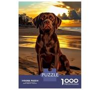 Jigsaws Lot de 1000 puzzles pour adolescents Labrador chocolat au coucher du soleil pour adultes Jeux relaxants Découpe de précision Cadeaux pour amis et famille 52 x 38 cm 1000 pièces
