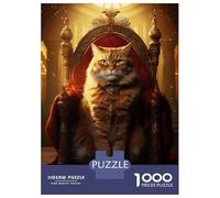 Jigsaws Lot de 1000 puzzles pour adolescents Reine Chat Orange Trône Adulte Jeux Relaxants Découpe de précision Cadeaux pour amis et famille 52 x 38 cm/1000 pièces