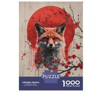 Jigsaws Lot de 1000 puzzles pour adolescents Renard rouge et fleurs de cerisier pour adultes Jeux relaxants Découpe de précision Cadeaux pour amis et famille 38 x 26 cm 1000 pièces