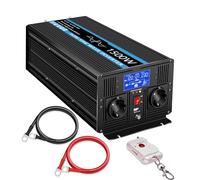 JIGUUN 1500W Convertisseur 12V 220V Pur Sinus | Chargeur 30A et Priorité Secteur et UPS Onduleur，2 Prises EU，Télécommande sans Fil et Affichage LCD Puissance de crête 3000W