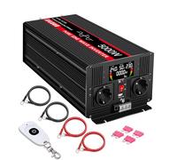 JIGUUN 5000W Convertisseur 24V 220V Pur Sinus Onduleur Puissance crête 10000W avec Télécommande sans Fil Écran LCD 2 Prises EU 1 Port USB pour Voiture Camping Voyage Urgence