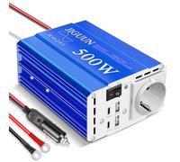 JIGUUN 500W Convertisseur 12V 220V Pur Sinus Onduleur transformateur | Puissance crête 1000W avec 1 Prises EU 2 Port USB 2 ports Type-C 30W pour Voiture Camping Voyage Urgence