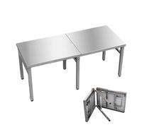 JIHAJU Acier Inoxydable Table de Travail Pliante,Établi d'atelier,Table de préparation Pliante Établi pour Cuisine, Restaurant, Camping, buanderie, Barbecue, Rangement(150 * 60 * 72cm)