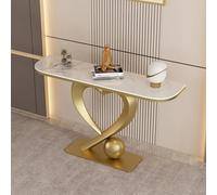 JIHAJU Console avec Plateau en Pierre frittée, Base métallique, Table étroite d’entrée, Support d’Accent de Couloir, Bureau Mince derrière canapé pour espaces de Vie compacts(Gold 4,L120*W30*H80cm)