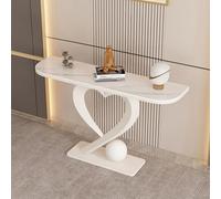 JIHAJU Console avec Plateau en Pierre frittée, Base métallique, Table étroite d’entrée, Support d’Accent de Couloir, Bureau Mince derrière canapé pour espaces de Vie compacts(White 2,L100*W30*H80cm)