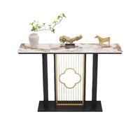 JIHAJU Console en Pierre frittée, Meuble étroit et Long pour entrée avec Cadre métallique, Meuble d’Accent de Couloir,Mince derrière canapé pour Petits intérieurs(Black 4,L80*W30*H80cm)