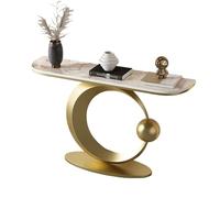 JIHAJU Console Moderne en Pierre frittée, Table étroite d’entrée avec Base métallique, Bureau d’Accent de Couloir, Console Mince derrière canapé pour espaces de Vie compacts(Gold 3,L120*W30*H80cm)