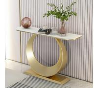 JIHAJU Console Moderne et Mince avec Surface en Pierre frittée, Meuble étroit d’entrée, Meuble d’Accent pour Couloir, derrière canapé pour Petit Espace de Vie(Gold 1,L100*W30*H80cm)
