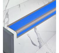 JIHAJU Protecteur de Bord d’Escalier Vinyle, Marches en Caoutchouc Autocollantes, Nez de Marche Antidérapant, Marches PVC, Bandes Pré-Découpées, Usage Intérieur et Extérieur(Blauw,5.84m/230in)