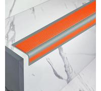 JIHAJU Protecteur de Bord d’Escalier Vinyle, Marches en Caoutchouc Autocollantes, Nez de Marche Antidérapant, Marches PVC, Bandes Pré-Découpées, Usage Intérieur et Extérieur(Tangerine,5.84m/230in)