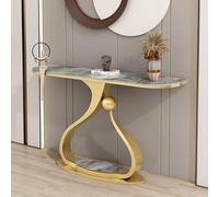 JIHAJU Table Console en Pierre Frittée, Moderne Table d’Entrée Étroit avec Base Métallique, Tables d’Accent de Couloir, Tables Slim Derrière Canapé pour Espaces de Vie Compacts(Gold C,L100*W30*H80cm)