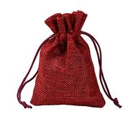 JIHUOO 12 Pièces 13 x 18cm Pochettes Sachets en Lin Sacs en Toile de Jute Sacs Cadeau Bijoux Pochettes avec Cordon pour Mariage Baptême Noël Rouge