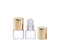 JIHUOO 12 Pièces 1ML Bouteilles à Rouleaux en Verre Bouteilles d'huile Essentielle Flacon Roll on Vide Flacons Cosmétiques pour Aromathérapie Parfums Doré