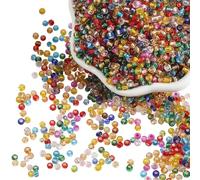 JIHUOO 300 g de perles de rocaille en verre colorées de 4 mm, petites perles artisanales poney pour la fabrication de chaînes de taille, perles multicolores, perles au point de croix, perles