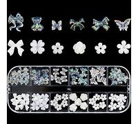 JIHUOO 60 Pièces 3D Papillon Fleurs Ours Breloques à Ongles Nail Art Strass Cristaux à Ongles pour Décorations d'Ongle