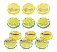JIHUOO Lot de 12 pinces à cheveux mignonnes au citron - Barrettes créatives en forme de fruits - Épingles à cheveux tendance - Accessoires pour cheveux pour femme