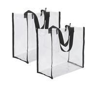 JIHUOO Lot de 2 grands sacs fourre-tout en plastique transparent approuvé par les stades - Sacs à main transparents pour concert - Grands sacs cadeaux transparents avec poignées - Sacs cadeaux pour