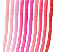 JIHUOO Lot de 3 500 Perles en Argile Polymère Rondes et Plates 6 mm pour Bracelets, Heishi en Vinyle pour Fabrication de Bijoux, Boucles d'Oreilles, Colliers, Rose