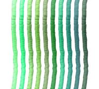 JIHUOO Lot de 3 500 Perles Rondes et Plates en Argile Polymère 6 mm, Heishi en Vinyle pour Fabrication de Bijoux, Boucles d'Oreilles, Colliers - Vert