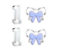 JIHUOO Lot de 4 petits emporte-pièces en forme de nœud en forme de chiffre un - En métal - Pour sandwichs de mariage - Fournitures de fête d'anniversaire pour femme