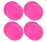 JIHUOO Lot de 40 assiettes rondes en carton fluo de 17,8 cm - Assiettes rondes à dessert d'anniversaire - Assiettes en papier de couleur unie qui brillent dans le noir - Fournitures de fête - Rose vif