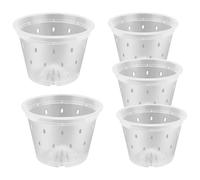 JIHUOO Lot de 5 pots à orchidée en plastique transparent avec trous de drainage pour rempotage - 10 cm et 12 cm