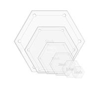 JIHUOO Lot de 6 modèles hexagonaux en acrylique de forme géométrique pour patchwork, fabrication de couvertures faites à la main pour motifs de coupe 2,5 cm 3,8 cm 5,1 cm 7,6 cm 10,2 cm 12,7 cm