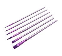 JIHUOO Lot de 6 petits pinceaux de peinture acrylique en nylon - Pinceaux ronds et plats pour aquarelle - Pinceaux de dessin d'artiste, de gouache à l'huile - Pinceaux de peinture à l'encre - Violet