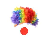 JIHUOO Multicolore Clown Perruque et Nez Adultes Masquerade Costume Cosplay
