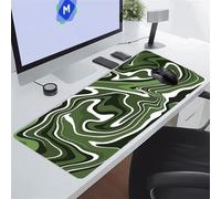Jiian Tapis de Souris de Jeu 700x400x3 mm Liquide Vert Noir Tapis de Souris Grand sous Main Bureau avec Bords Cousus Texture Surface Optimisée Améliore la Vitesse pour Bureau et Maison
