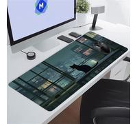 Jiian Tapis de Souris XXL Gaming 700x300x3 mm, Chat Villes Grand Tapis de Bureau, avec Base en Caoutchouc Antidérapant, pour Bureau et Maison
